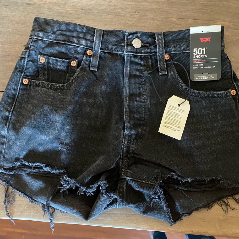 501 original high rise black shorts
